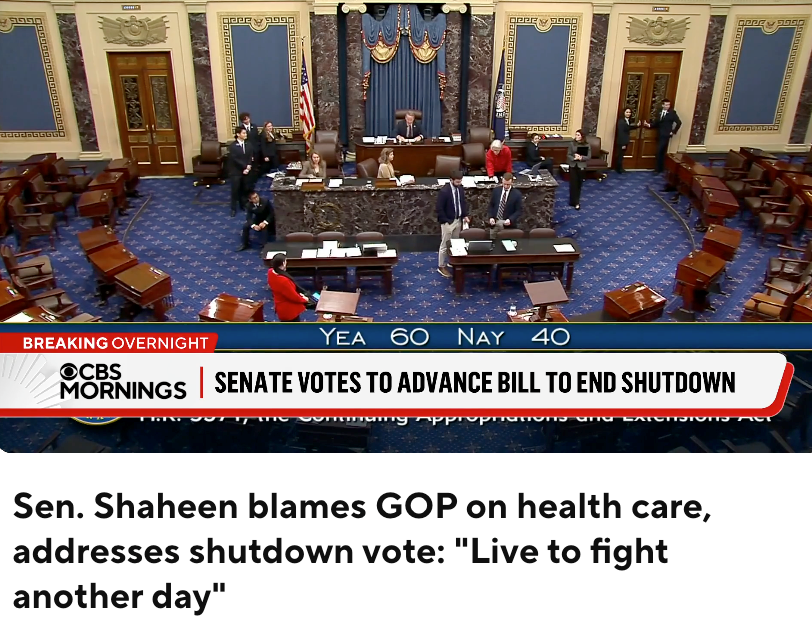 △据美国哥伦比亚广播公司（CBS）报道，参院此版临时拨款法案令许多民主党人愤怒不已