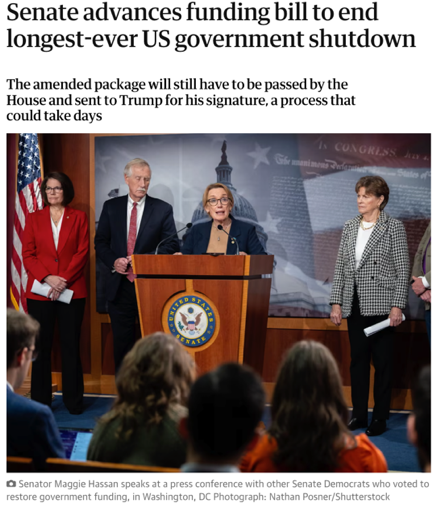 △据《卫报》报道，种种迹象表明，参院通过的临时拨款法案，将会在众院遭遇强烈反对