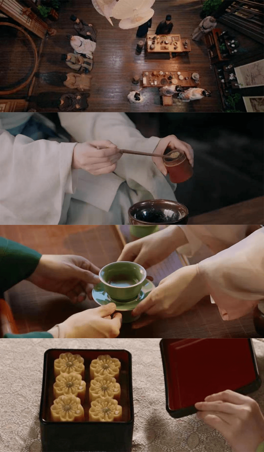 △电视剧《梦华录》中点茶吃菓子的场景。