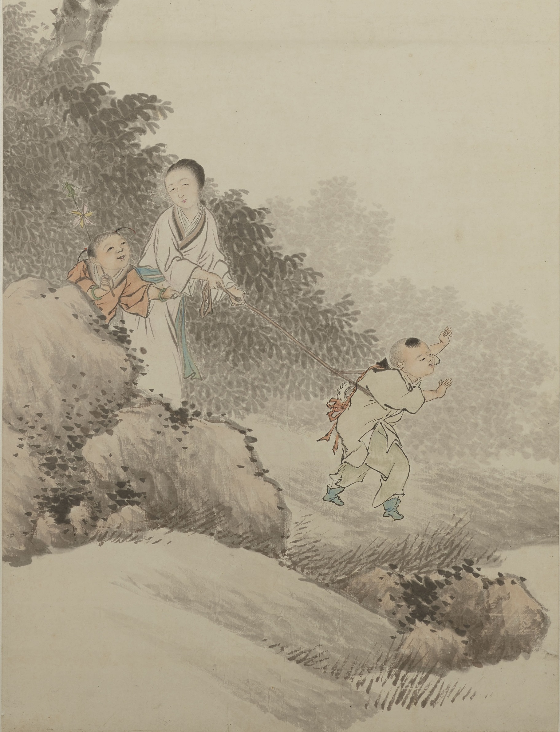 △清任预出游图轴（局部），天津博物馆藏
