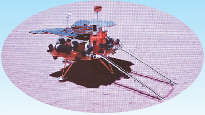 5月15日拍摄火星探测器着陆火星表面模拟图。