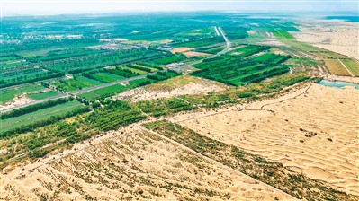 看！绿意在荒漠戈壁上铺展