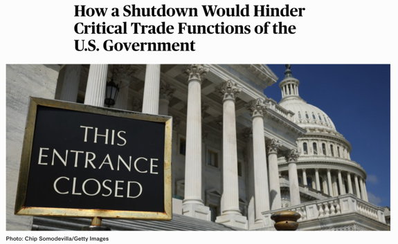 △位于华盛顿的知名智库“美国战略与国际问题研究中心”网站刊文，认为政府停摆会对美国对外谈判、贸易争端处理、出口管制等造成中断