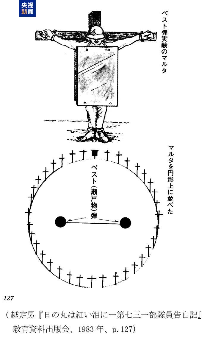 △七三一部队运输班队员越定男绘制的野外实验示意图(图片由侵华日军第七三一部队罪证陈列馆提供)