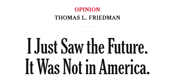 全球媒体聚焦丨美国著名专栏作家撰文称 在中国看到了未来