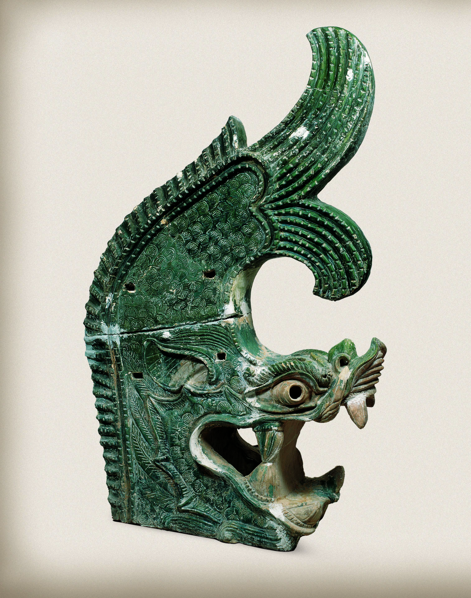 △西夏·绿釉鸱吻，中国国家博物馆藏。