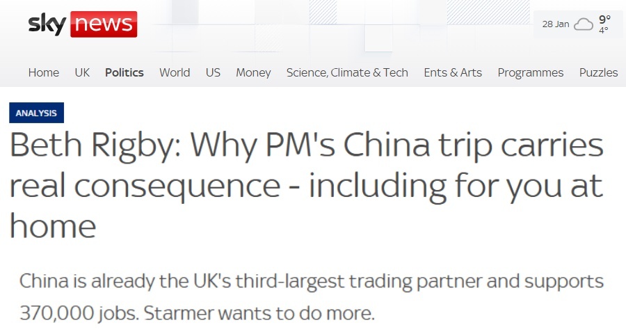 全球媒体聚焦 | 外媒：英国首相访华寻求“务实合作” 力图打破“冰河时代”