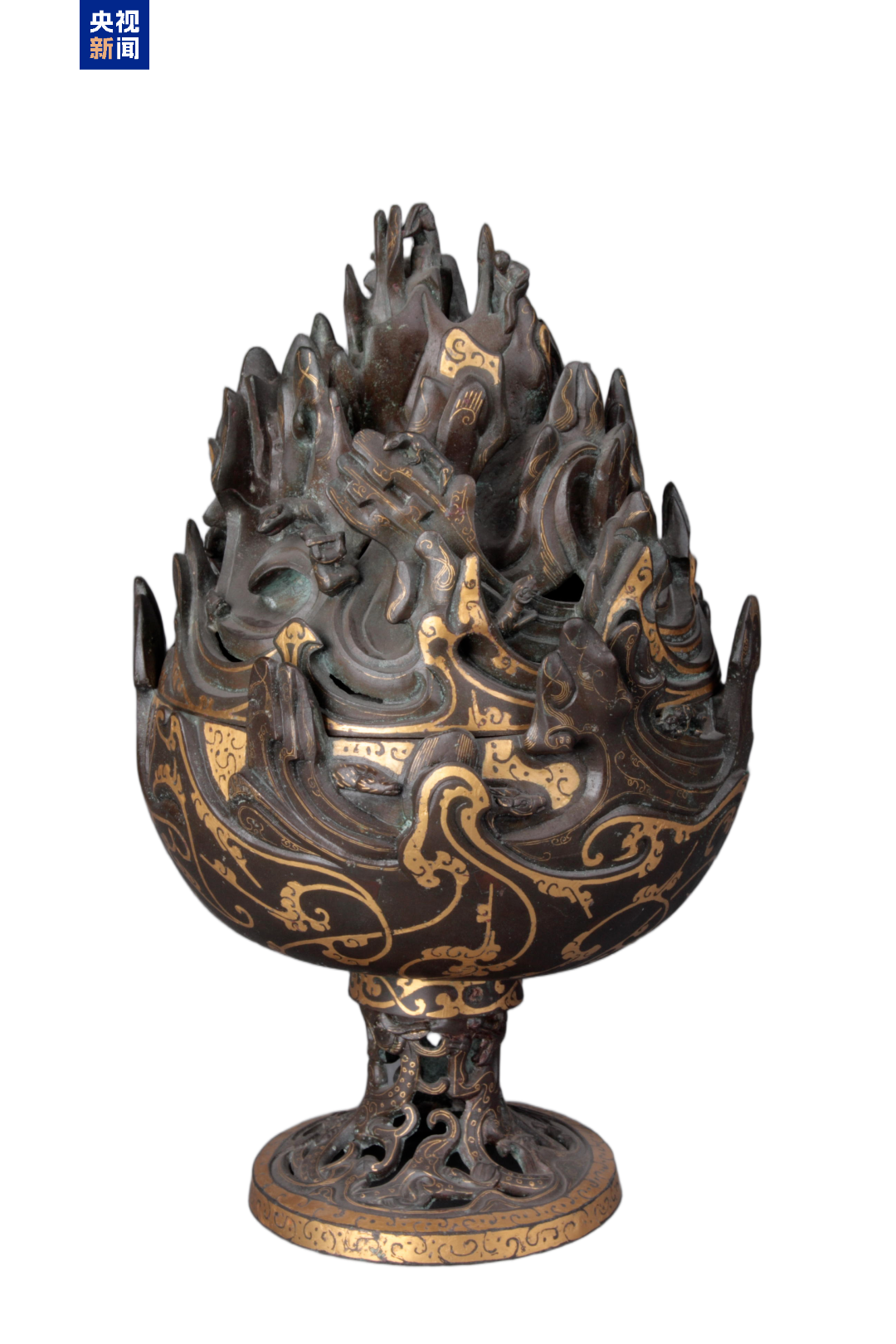 △西汉错金铜博山炉,河北博物院藏。