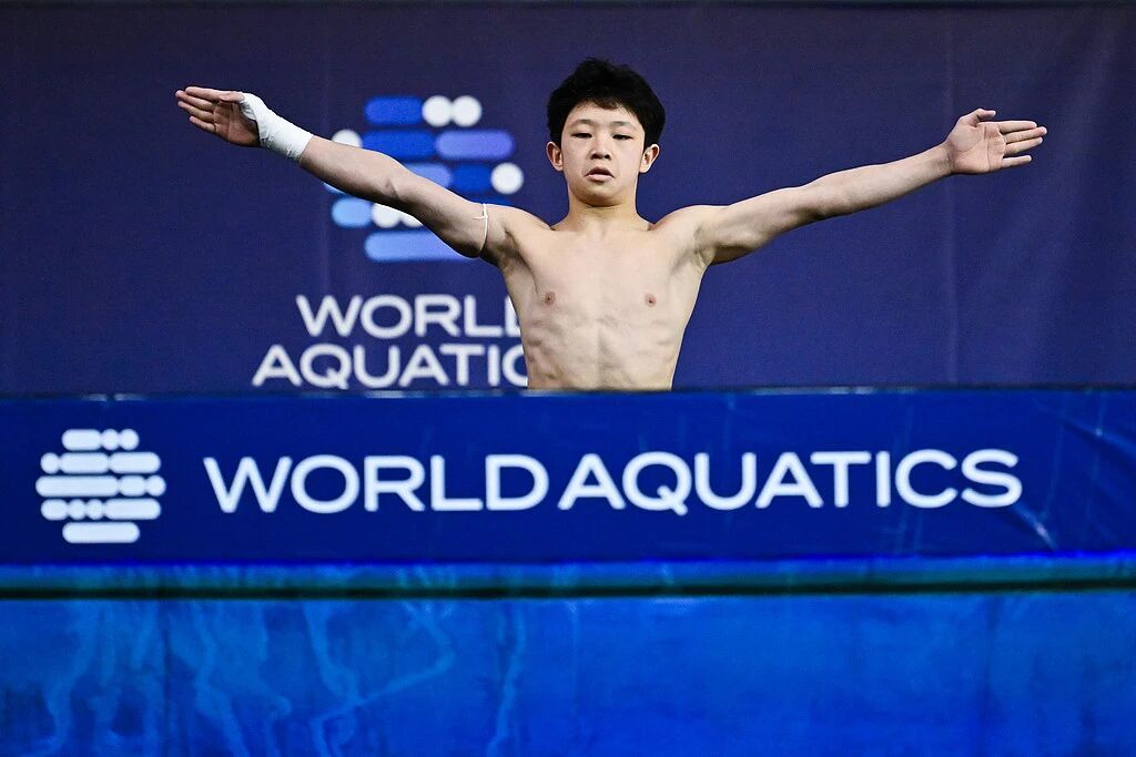 △赵仁杰参加2026跳水世界杯蒙特利尔站男子10米台预赛