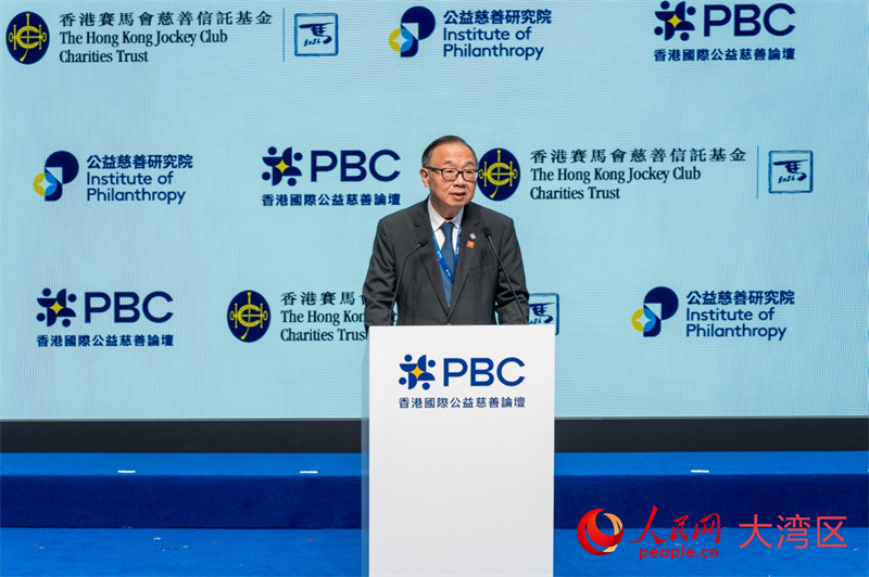 香港赛马会主席廖长江致辞。人民网 韩宇轩摄